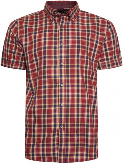 Kam Jeans 6282 Casual SS Check Shirt Wine - Koszule - Koszule 2XL-10XL