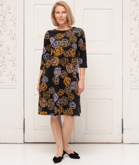 Scandinavian Caramel Flower Petals Dress Lavender and Orange - ODZIEŻ DAMSKA 40-66 - 