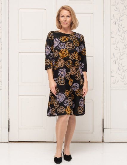 Scandinavian Caramel Flower Petals Dress Lavender and Orange - ODZIEŻ DAMSKA 40-66 - 