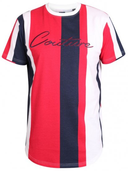 D555 Bancroft T-shirt Red/Navy - Koszulki - T-shirty meskie Duże Rozmiary - 2XL-14XL