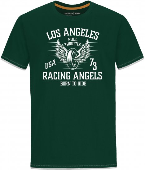 Motley Denim Barnet T-Shirt Racing Green - Koszulki - T-shirty meskie Duże Rozmiary - 2XL-14XL