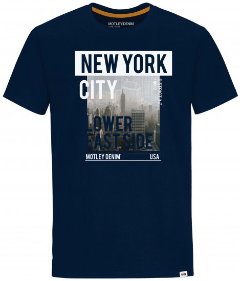 Motley Denim Bath T-shirt Navy - Koszulki - T-shirty meskie Duże Rozmiary - 2XL-14XL