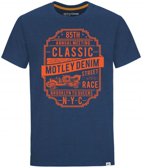 Motley Denim Blackpool T-shirt Dark Indigo - Koszulki - T-shirty meskie Duże Rozmiary - 2XL-14XL