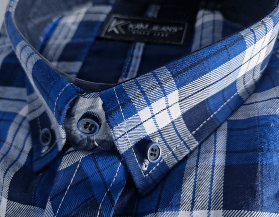 Kam Jeans 6369 Checked Short Sleeve Shirt Blue - Koszule - Koszule 2XL-10XL