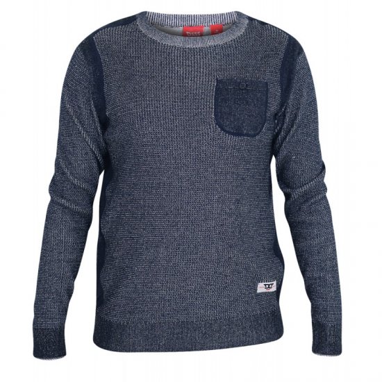 D555 Bryson Crewneck Sweater with Pocket Navy - Bluzy & bluzy z kapturem - Bluzy & Bluzy z kapturem 2XL-12XL