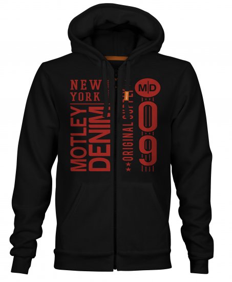 Motley Denim Camden Hoodie Black - Bluzy & bluzy z kapturem - Bluzy & Bluzy z kapturem 2XL-12XL