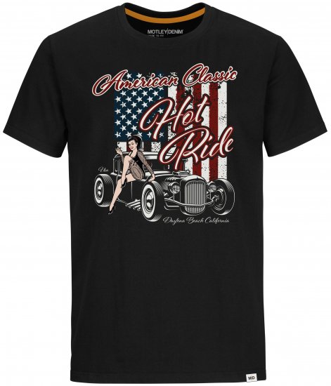 Motley Denim T-shirt Central Black - Koszulki - T-shirty meskie Duże Rozmiary - 2XL-14XL