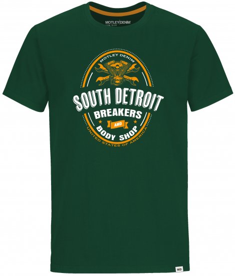 Motley Denim T-shirt Chiswick Racing Green - Koszulki - T-shirty meskie Duże Rozmiary - 2XL-14XL