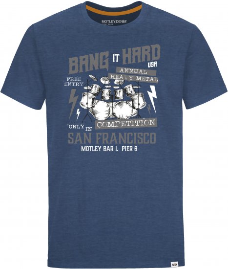 Motley Denim Cropton T-Shirt Dark Indigo - Koszulki - T-shirty meskie Duże Rozmiary - 2XL-14XL