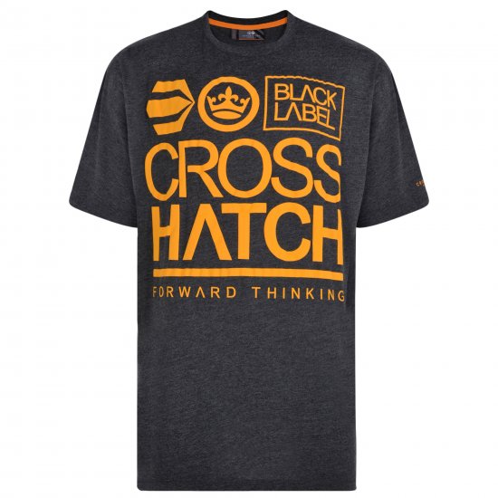 Crosshatch Large Go T-shirt Charcoal - Koszulki - T-shirty meskie Duże Rozmiary - 2XL-14XL
