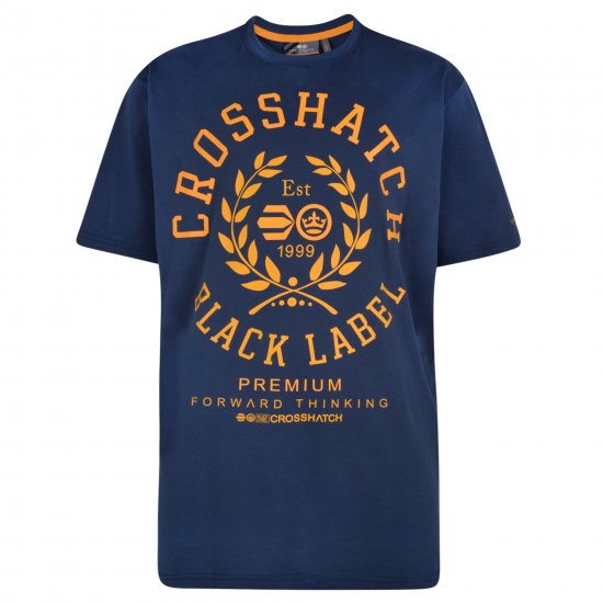 Crosshatch Laygos T-shirt Navy - Koszulki - T-shirty meskie Duże Rozmiary - 2XL-14XL