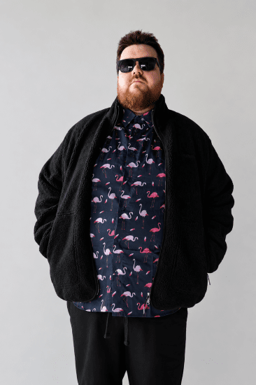 Jack & Jones Norrebro Teddy Jacket Black - Kurtki Męskie Duże Rozmiary - Kurtki Duże rozmiary 2XL-8XL