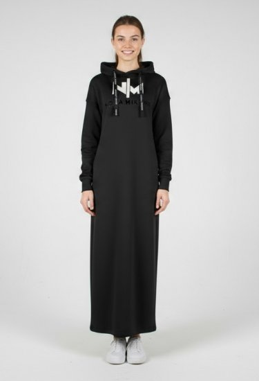 Nora Mikken MARI Maxi Hoodie Dress Black - Bluzy & bluzy z kapturem - 