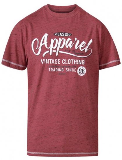 D555 Douglas Classic Apparel Crew Neck Printed T-Shirt Red Reno - Koszulki - T-shirty meskie Duże Rozmiary - 2XL-14XL