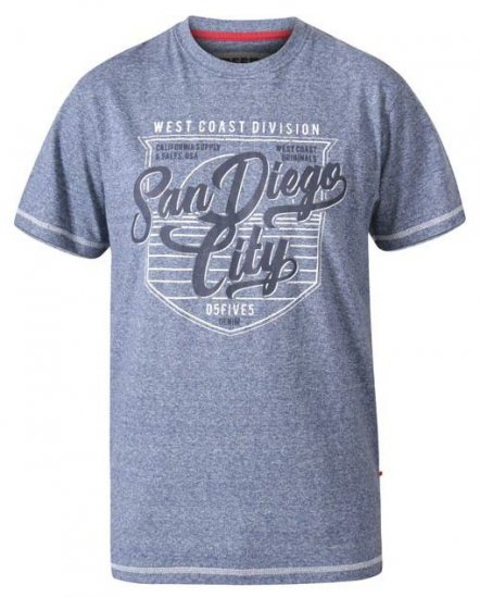 D555 Epson San Diego Crew Neck T-Shirt Blue Marl - Koszulki - T-shirty meskie Duże Rozmiary - 2XL-14XL