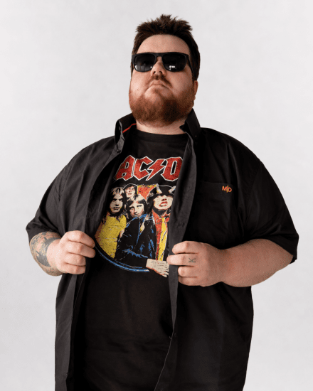 D555 Hugh Official ACDC Highway To Hell Koszulka z Nadrukiem Czarny - Koszulki - T-shirty meskie Duże Rozmiary - 2XL-14XL