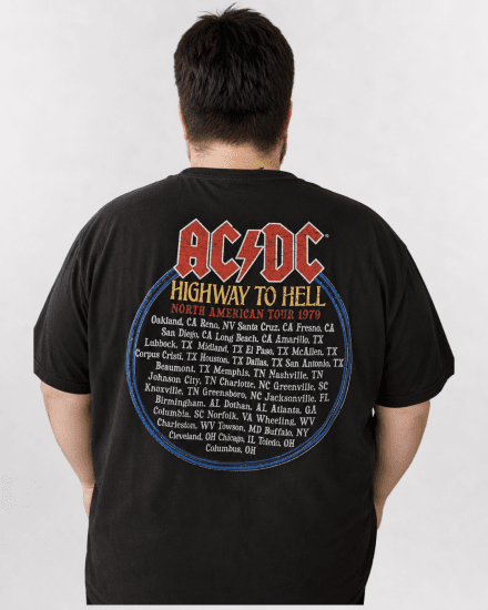 D555 Hugh Official ACDC Highway To Hell Koszulka z Nadrukiem Czarny - Koszulki - T-shirty meskie Duże Rozmiary - 2XL-14XL