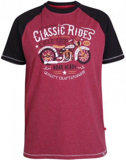 D555 Evans T-shirt Burgundy - Koszulki - T-shirty meskie Duże Rozmiary - 2XL-14XL