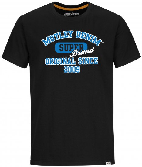 Motley Denim Exeter T-shirt Blue on Black - Koszulki - T-shirty meskie Duże Rozmiary - 2XL-14XL