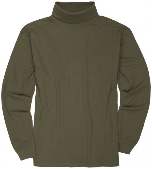 Adamo Fabio Comfort fit Turtleneck Long sleeve T-shirt Khaki - Koszulki - T-shirty meskie Duże Rozmiary - 2XL-14XL