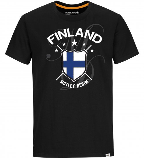 Motley Denim Finland T-shirt Black - Koszulki - T-shirty meskie Duże Rozmiary - 2XL-14XL