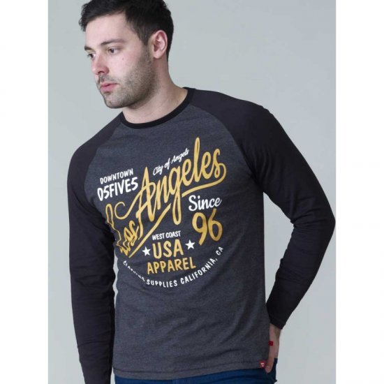 D555 Neill Long Sleeve T-shirt Black - Koszulki - T-shirty meskie Duże Rozmiary - 2XL-14XL