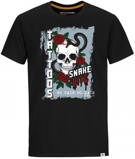 Motley Denim Franklin T-shirt Black - Koszulki - T-shirty meskie Duże Rozmiary - 2XL-14XL