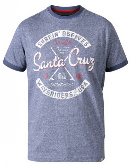 D555 Gove Santa Cruz Surfer Print Ringer T-Shirt Navy - Koszulki - T-shirty meskie Duże Rozmiary - 2XL-14XL
