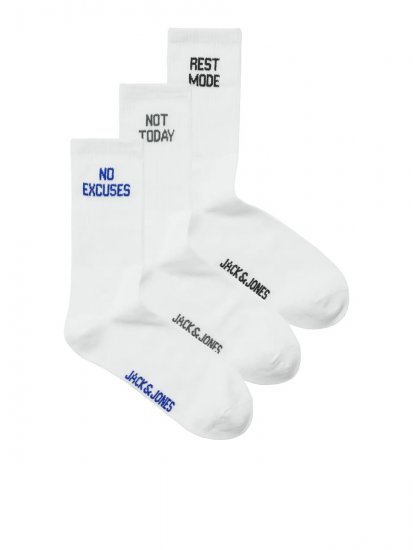Jack & Jones Power Statements Skarpety tenisowe Biały 3-pack - Bielizna & stroje kąpielowe - Bielizna & Stroje kąpielowe 2XL-8XL