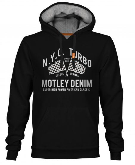 Motley Denim Halifax Hoodie Black - Bluzy & bluzy z kapturem - Bluzy & Bluzy z kapturem 2XL-12XL