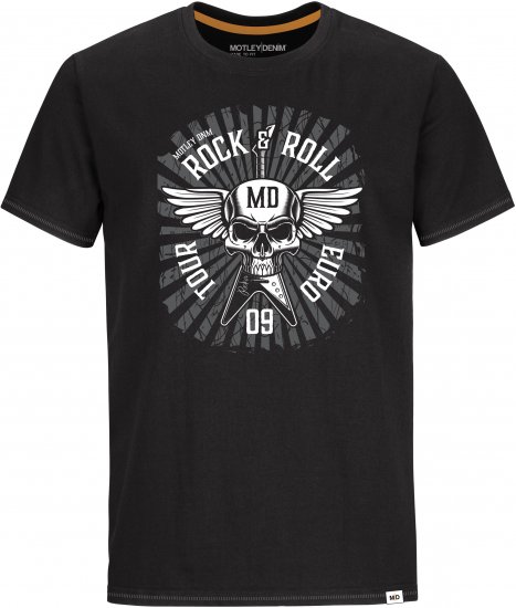 Motley Denim HENLOW T-shirt Black - Koszulki - T-shirty meskie Duże Rozmiary - 2XL-14XL