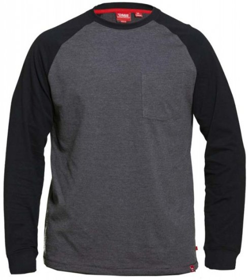 D555 Illinois Long Sleeve T-shirt Charcoal - Koszulki - T-shirty meskie Duże Rozmiary - 2XL-14XL