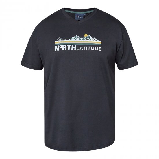 North Latitude Mountain T-Shirt V-Neck Czarny - TALL koszulki - Koszulki dla wysokich mężczyzn