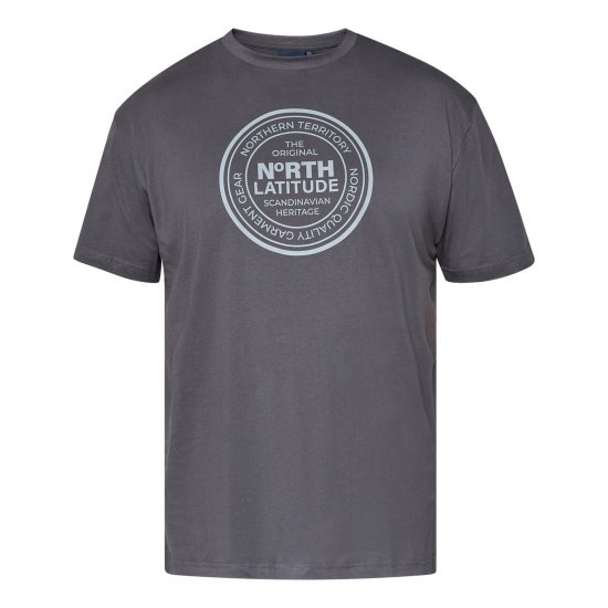 North Latitude T-Shirt Szary/Grafitowy - Koszulki - T-shirty meskie Duże Rozmiary - 2XL-14XL