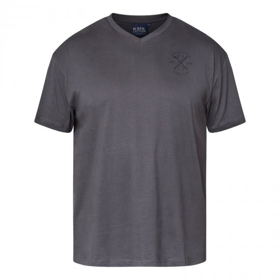 North Latitude Alpine Club T-Shirt Szary/Grafitowy - Koszulki - T-shirty meskie Duże Rozmiary - 2XL-14XL