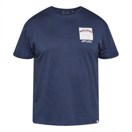 North Latitude T-Shirt With Print Granatowy - Koszulki - T-shirty meskie Duże Rozmiary - 2XL-14XL