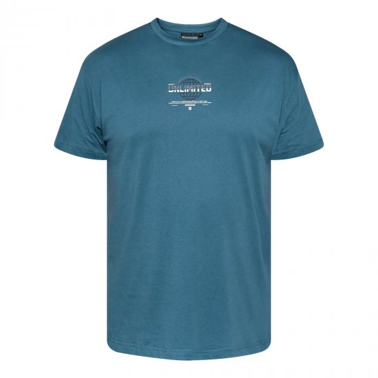 North Latitude T-Shirt With Print Niebieski - Koszulki - T-shirty meskie Duże Rozmiary - 2XL-14XL