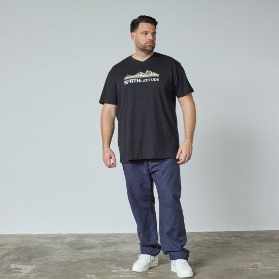 North Latitude Mountain T-Shirt V-Neck Czarny - TALL koszulki - Koszulki dla wysokich mężczyzn
