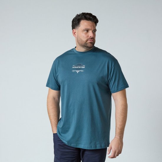 North Latitude T-Shirt With Print Niebieski - Koszulki - T-shirty meskie Duże Rozmiary - 2XL-14XL