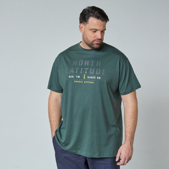 North Latitude T-Shirt Zielony/Khaki - Koszulki - T-shirty meskie Duże Rozmiary - 2XL-14XL