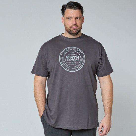 North Latitude T-Shirt Szary/Grafitowy - Koszulki - T-shirty meskie Duże Rozmiary - 2XL-14XL