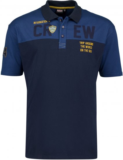 Adamo Crew Printed Jersey Poloshirt Denim Blue - Koszulki polo - Koszulki Polo 2XL-8XL