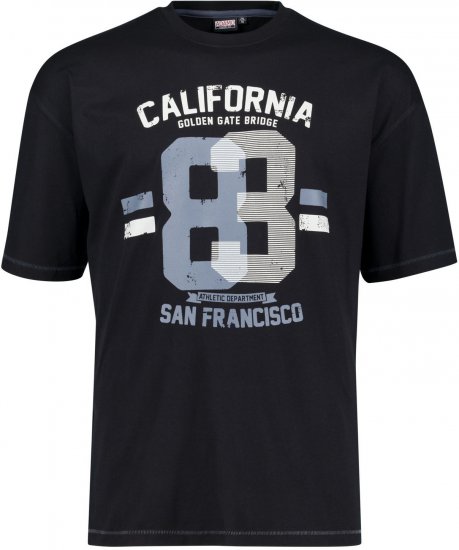 Adamo Golden Gate Comfort Fit Printed T-shirt Black - Koszulki - T-shirty meskie Duże Rozmiary - 2XL-14XL
