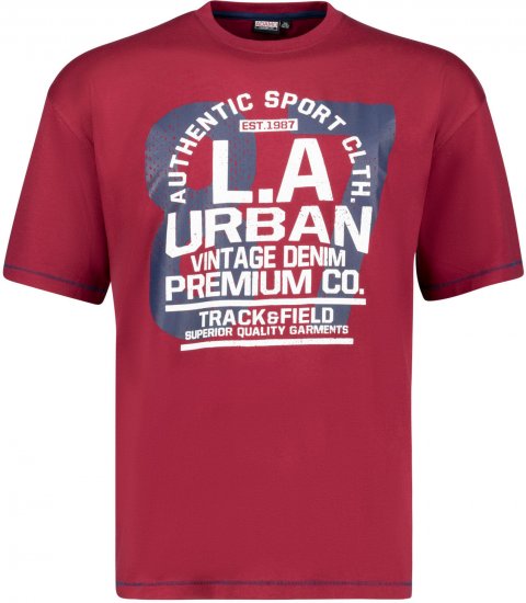 Adamo Urban Comfort Fit Printed T-shirt Burgundy - Koszulki - T-shirty meskie Duże Rozmiary - 2XL-14XL