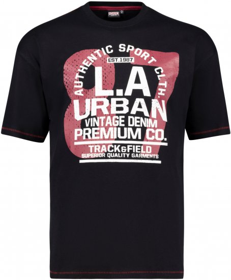 Adamo Urban Comfort Fit Printed T-shirt Black - Koszulki - T-shirty meskie Duże Rozmiary - 2XL-14XL