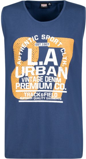 Adamo Urban Comfort Fit Printed Tank-top Denim Blue - Koszulki - T-shirty meskie Duże Rozmiary - 2XL-14XL
