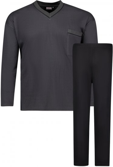 Adamo Gustav Long sleeve Pyjama Charcoal - Bielizna & stroje kąpielowe - Bielizna & Stroje kąpielowe 2XL-8XL
