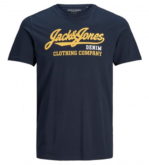 Jack & Jones Logo T-Shirt Navy - Koszulki - T-shirty meskie Duże Rozmiary - 2XL-14XL