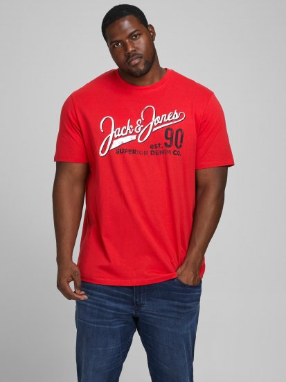 Jack & Jones Elogo T-Shirt True Red - Koszulki - T-shirty meskie Duże Rozmiary - 2XL-14XL