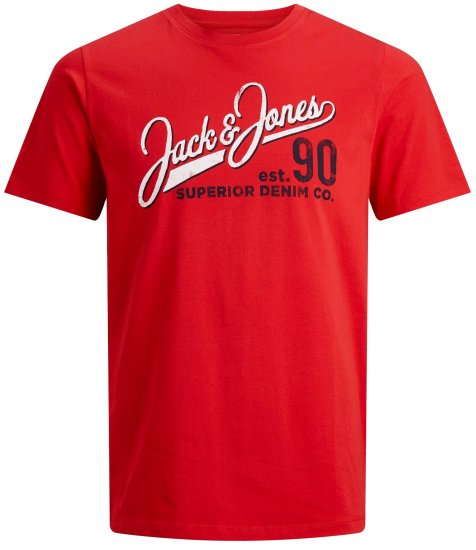 Jack & Jones Elogo T-Shirt True Red - Koszulki - T-shirty meskie Duże Rozmiary - 2XL-14XL